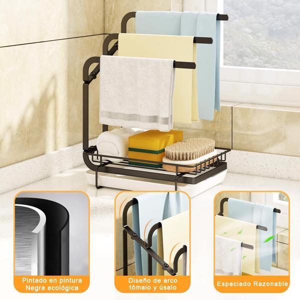 Kitchen Sink Sponge Rack With Drain Tray, Kitchen Sink Organizer Sponge Brush Soap Pan Metal Shelf,  - Prohibited Temu, Not Shipped On Weekends