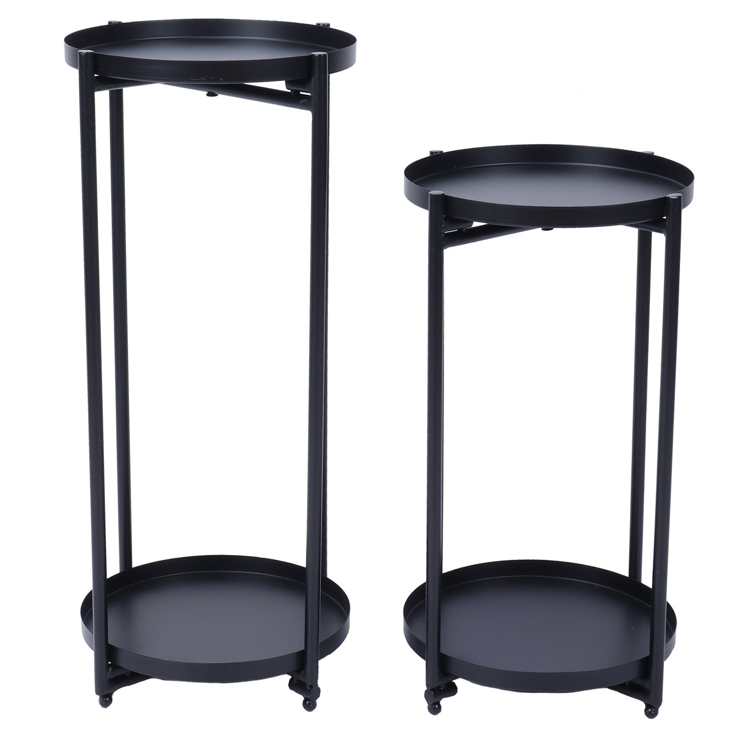 2Pcs Iron Plant Stand Table 2‑Layer Plant Pot Holder Display Shelf for House Garden Patio