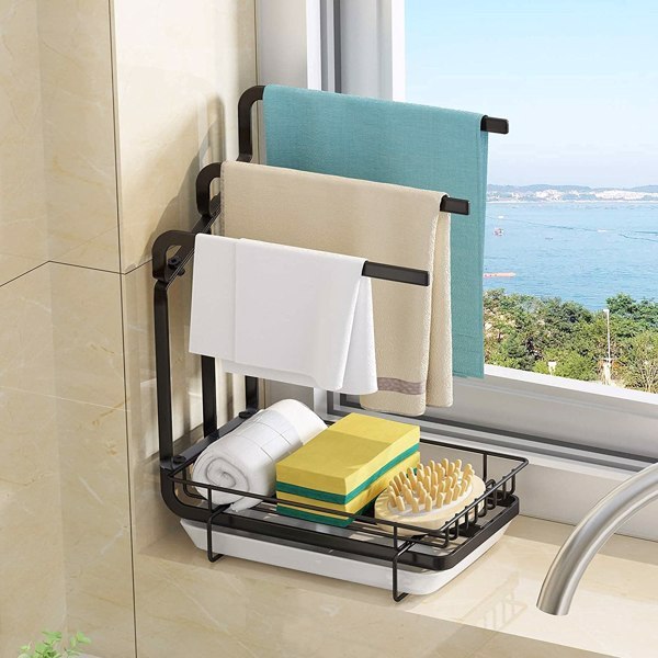 Kitchen Sink Sponge Rack With Drain Tray, Kitchen Sink Organizer Sponge Brush Soap Pan Metal Shelf,  - Prohibited Temu, Not Shipped On Weekends