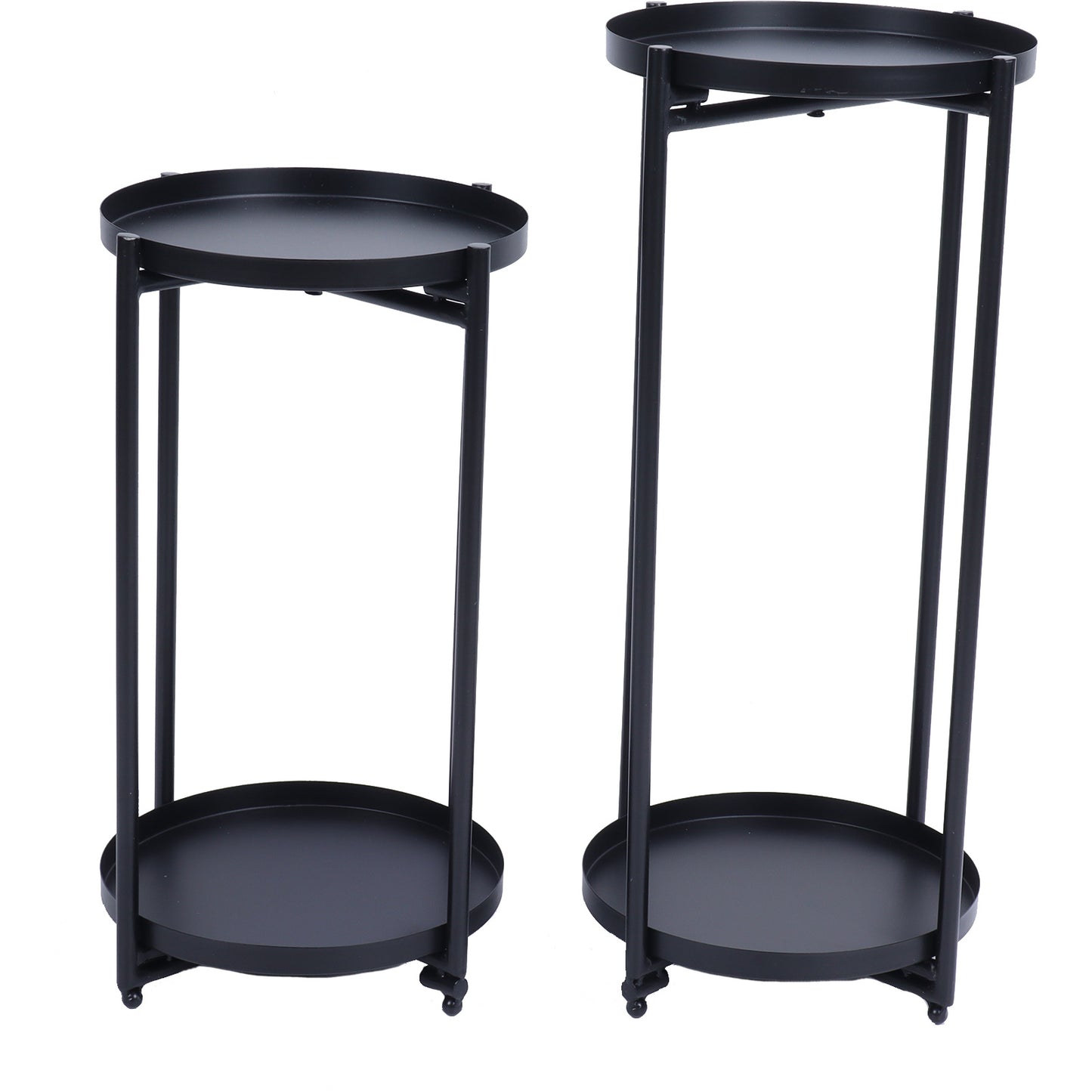 2Pcs Iron Plant Stand Table 2‑Layer Plant Pot Holder Display Shelf for House Garden Patio