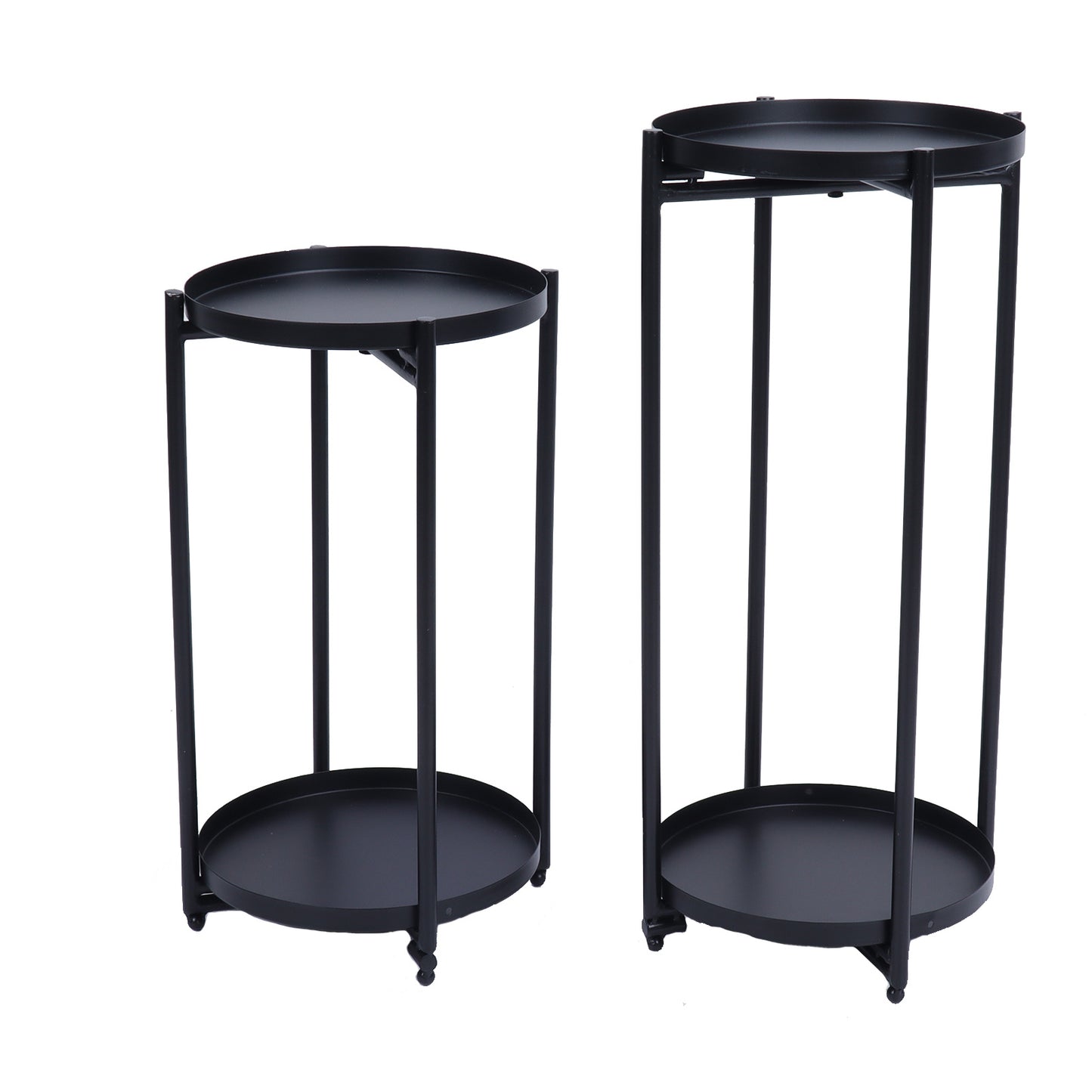 2Pcs Iron Plant Stand Table 2‑Layer Plant Pot Holder Display Shelf for House Garden Patio