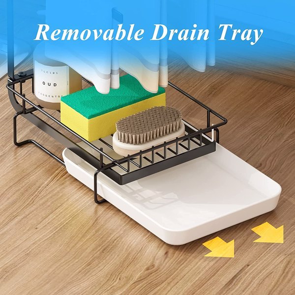 Kitchen Sink Sponge Rack With Drain Tray, Kitchen Sink Organizer Sponge Brush Soap Pan Metal Shelf,  - Prohibited Temu, Not Shipped On Weekends