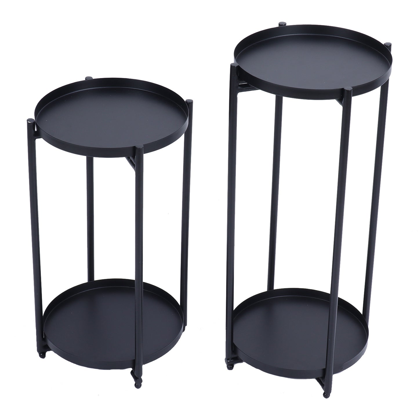 2Pcs Iron Plant Stand Table 2‑Layer Plant Pot Holder Display Shelf for House Garden Patio