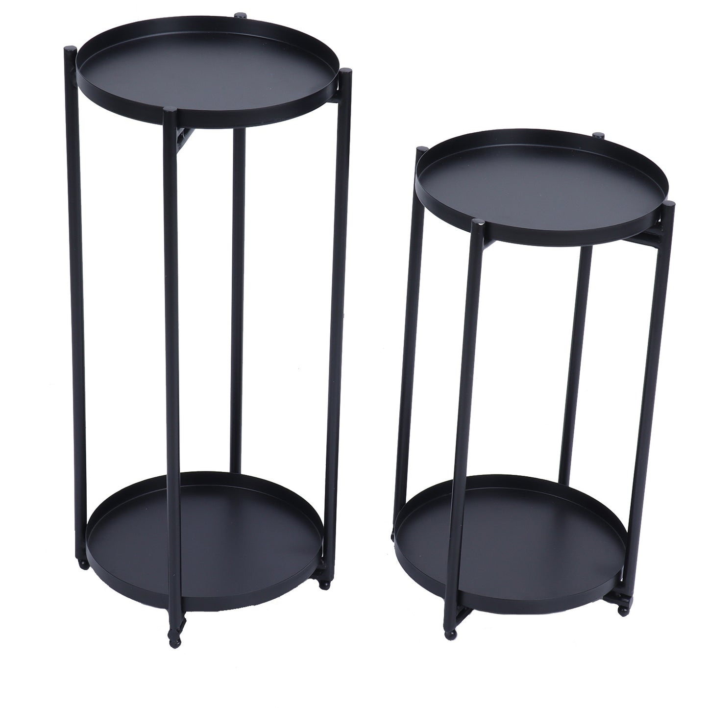 2Pcs Iron Plant Stand Table 2‑Layer Plant Pot Holder Display Shelf for House Garden Patio