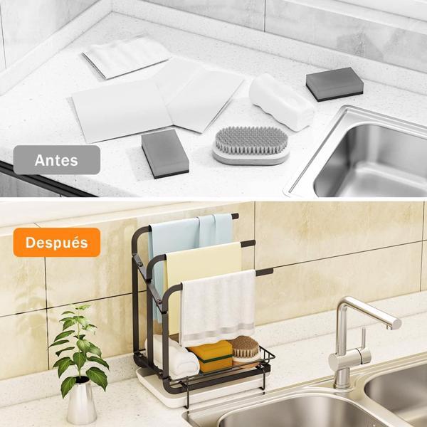 Kitchen Sink Sponge Rack With Drain Tray, Kitchen Sink Organizer Sponge Brush Soap Pan Metal Shelf,  - Prohibited Temu, Not Shipped On Weekends